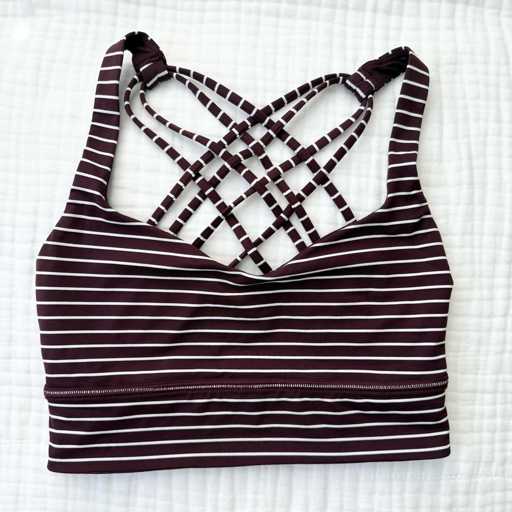 Lululemon Free to Be Bra long line sports bra size 4 purple & white stripe - Picture 2 of 8